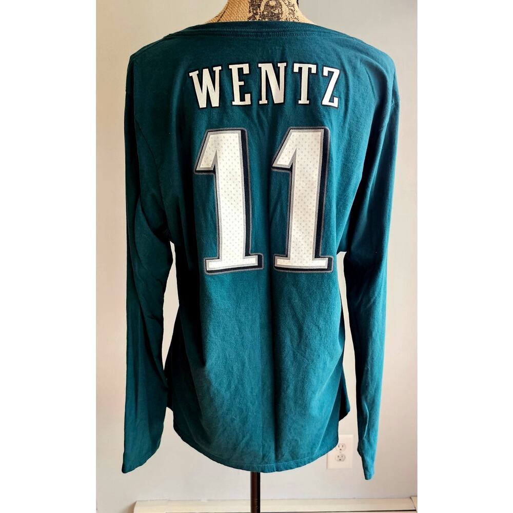 Eagles Wentz 11 Football V Neck Jersey, NFL Pro Line Fanatics, Sz Womens 2XL